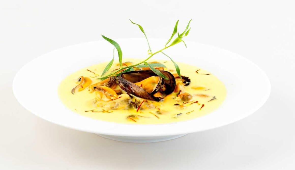 Norwegian Blue Mussels in Saffron Sauce