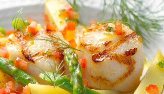 Grilled Norwegian Scallops with Asparagus