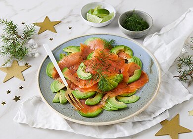 Norwegian smoked salmon and avocado carpaccio