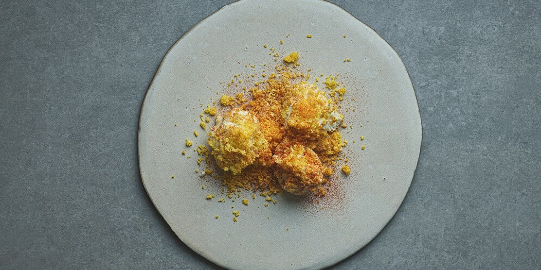 Egg Mimosa filled with Norwegian Red King Crab Aioli