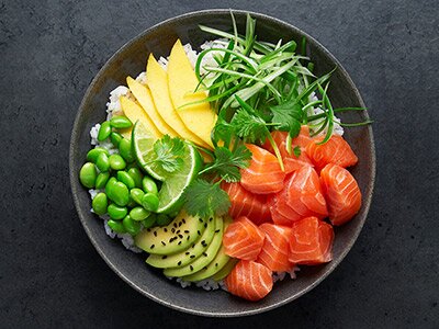Easy Norwegian salmon poke bowl