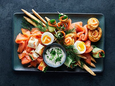 Sharing platter with Norwegian salmon