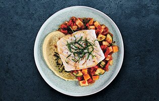 Skrei with Polenta and Ratatouille