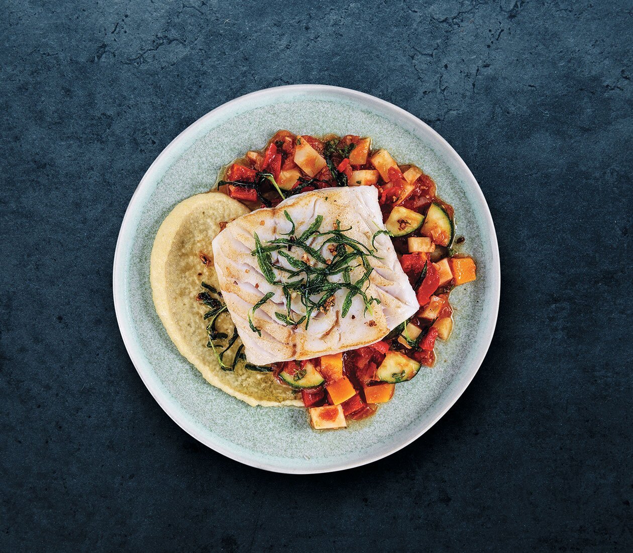 Skrei with Polenta and Ratatouille