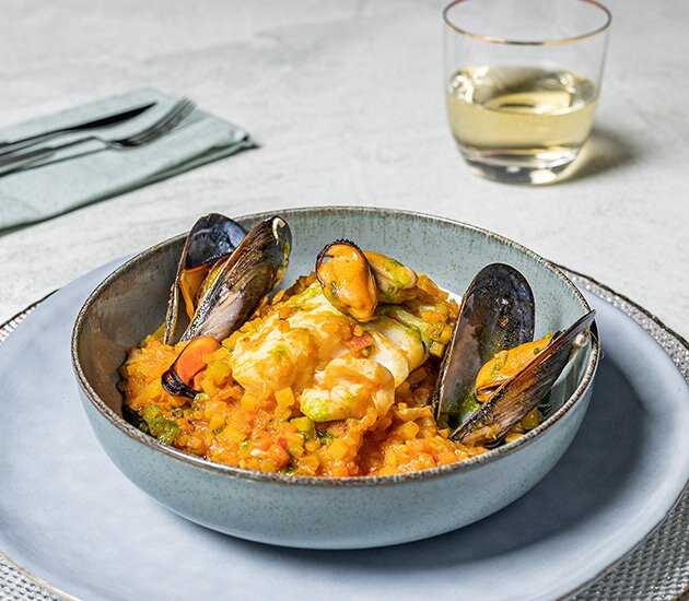 Norwegian Norwegian skrei with mediterranean stuffingwith mediterranean stuffing